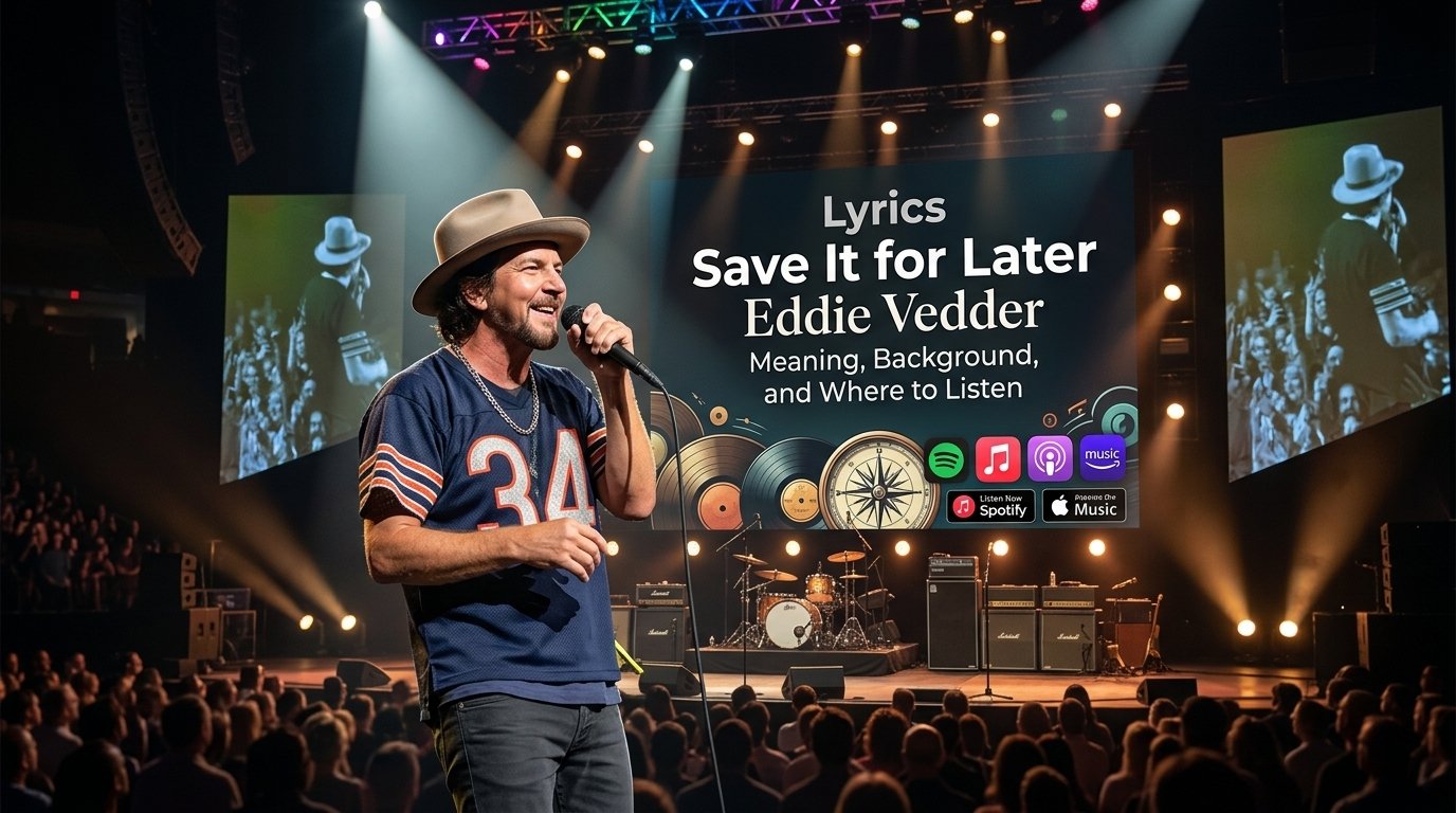 Lyrics Save It for Later Eddie Vedder Meaning, Background, and Where to Listen featuring song meaning, Eddie Vedder, musical background, history, and listening options.