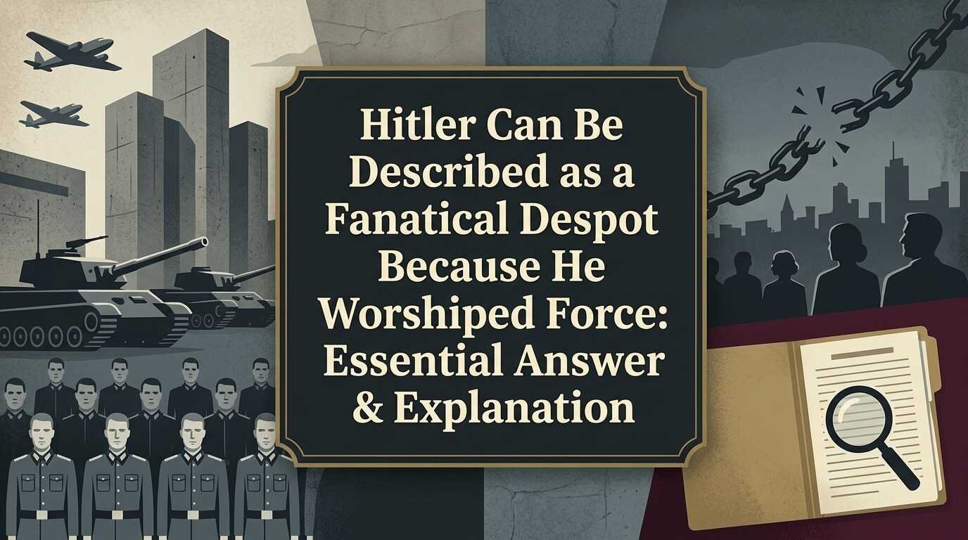 Hitler Can Be Described as a Fanatical Despot Because He Worshiped Force Essential Answer & Explanation featuring authoritarian rule, political violence, propaganda, and Nazi Germany.