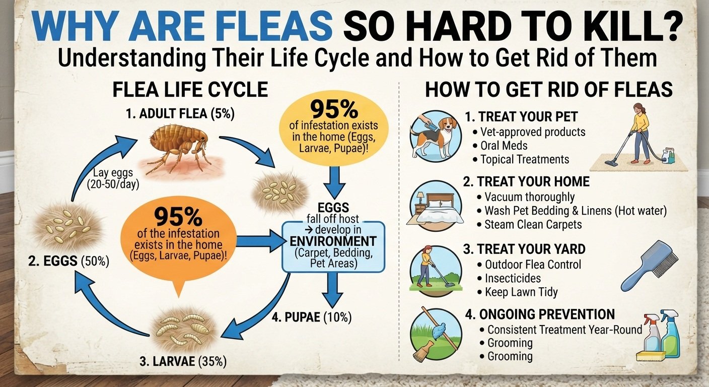 Why are fleas so hard to kill and understanding their life cycle