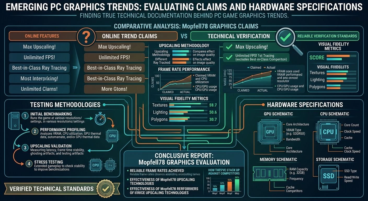 Detailed graphic showing PC game graphics testing methodologies and hardware specifications.