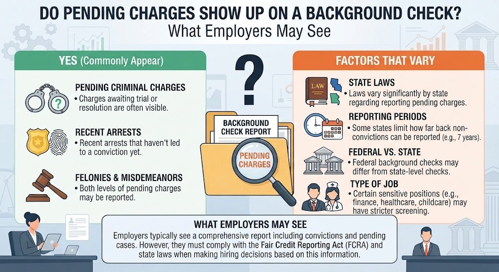 Do pending charges show up on a background check and what employers may see